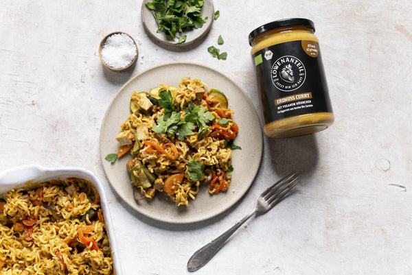 Erdnuss Curry Mie Nudeln Auflauf - Löwenanteil
