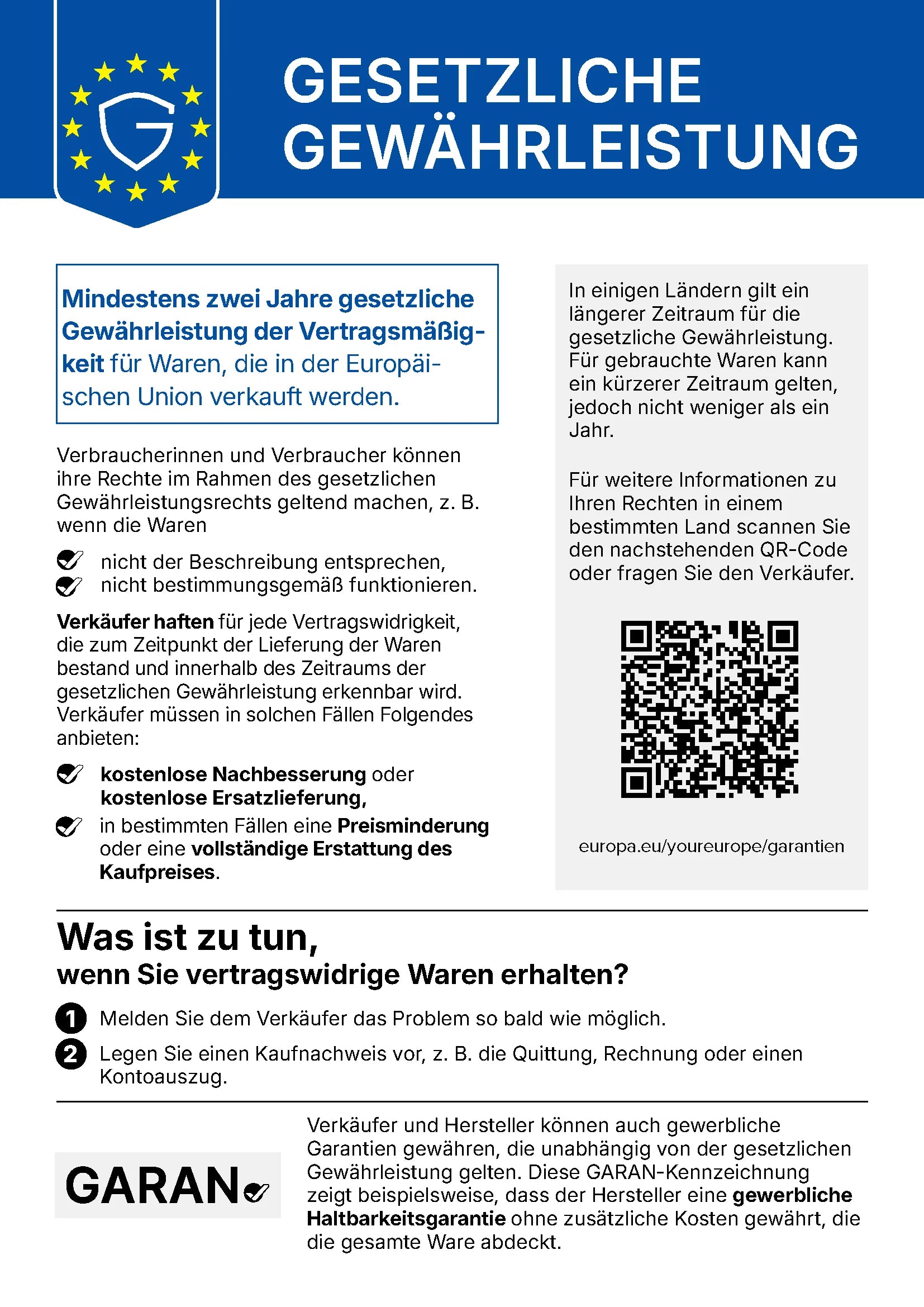 Gesetzliche Gewährleistung