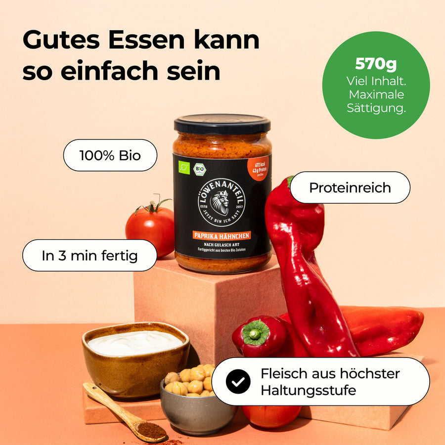 Paprika Hähnchen von Löwenanteil – Proteinreich, 100% Bio und in 3 Min fertig