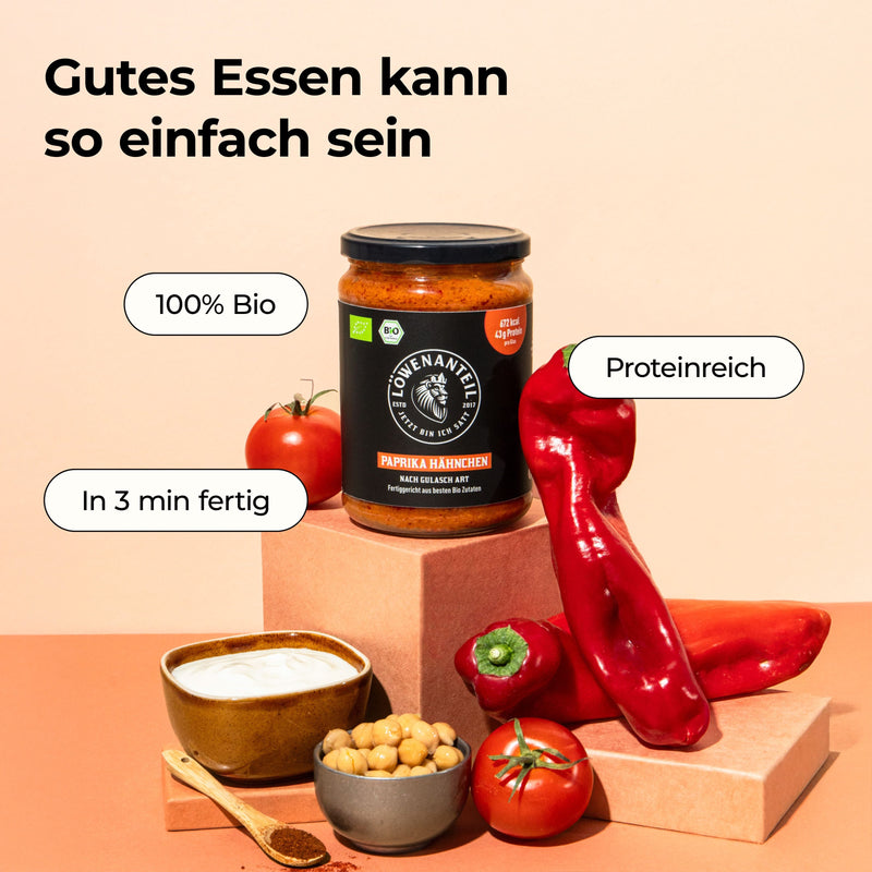 Paprika Hähnchen von Löwenanteil – Proteinreich, 100% Bio und in 3 Min fertig